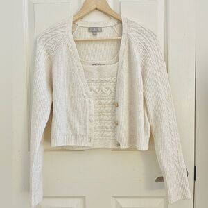 J.Crew Cropped Cable Knit Cardigan Sweater Tank Set
